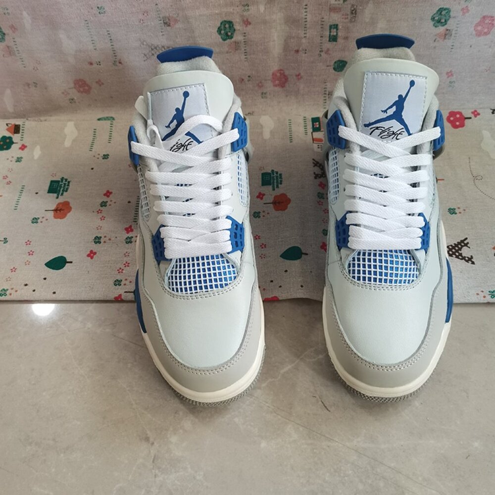 White And Blue Air Jordan AJ4 Sneakers - Picture 2 of 10